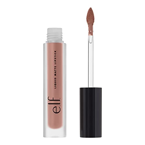 e.l.f. Cosmetics Liquid Matte Lipstick, Highly Pigmented, Quick Drying & Smudge Proof, Nourish & Soften, Diamond-Shaped Wand, Praline
