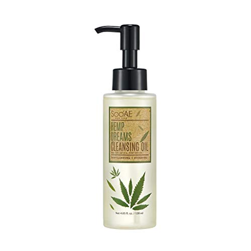 Soo'AE Hemp Dreams Cleansing Oil - Hemp Seed Oil Cleanser Makeup Remover Daily Makeup Cleansing Oil Facial Cleanser, 4.05 fl. oz 120 ml Daily blackhead remover Face Wash