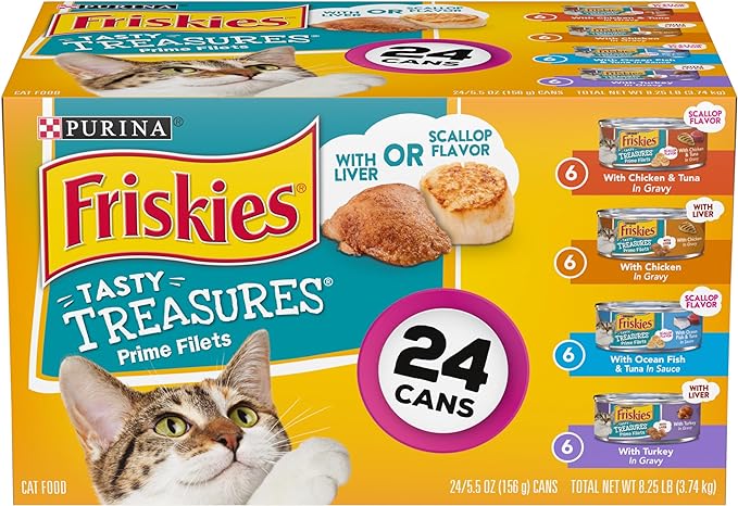Purina Friskies Gravy Wet Cat Food Variety Pack, Tasty Treasures - (24) 5.5 oz. Cans