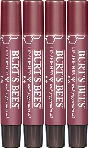 Burt's Bees Shimmer Lip Tint Easter Basket Stuffers, Tinted Lip Balm Stick, Moisturizing for All Day Hydration with Natural Glowy Pigmented Finish & Buildable Color, Fig (4 Pack)