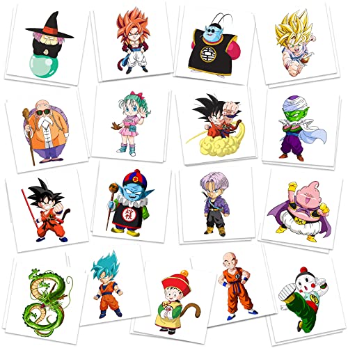 Dragon Party Supplies, 34Pcs Temporary Tattoos Party Favors, Removable Super Tattoo Stickers for Goody Bag Treat Bag Stuff for Ball Z Birthday Party Decoration