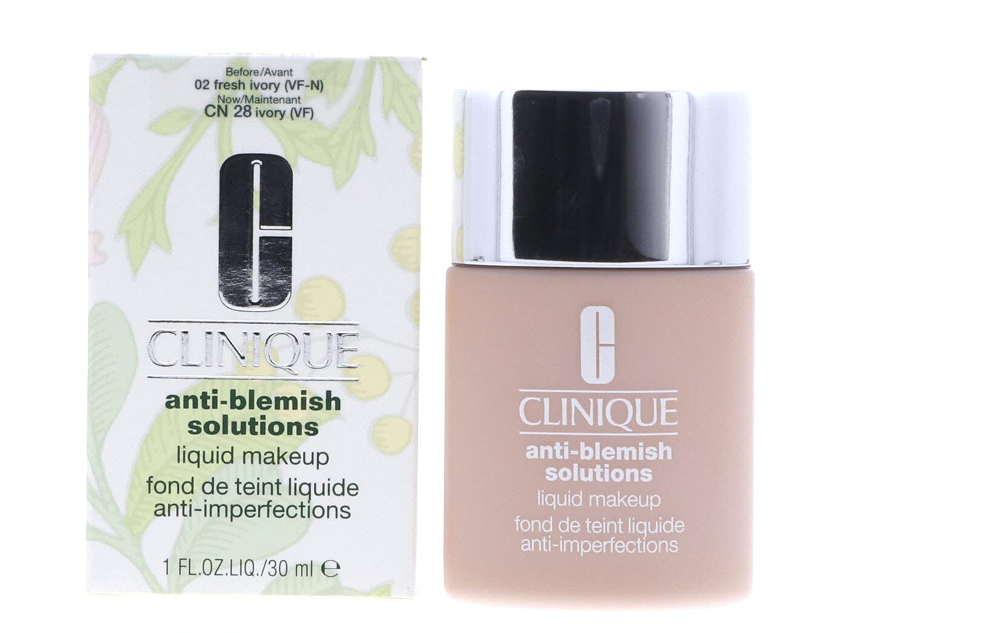 New! Clinique Acne Solutions Liquid Makeup, 1 oz / 30 ml, 02 Fresh Ivory (VF-N)