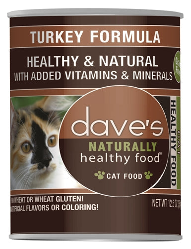 Dave's Naturally Healthy Cat Food; Turkey Formula 12,5oz, (Case Of 12)