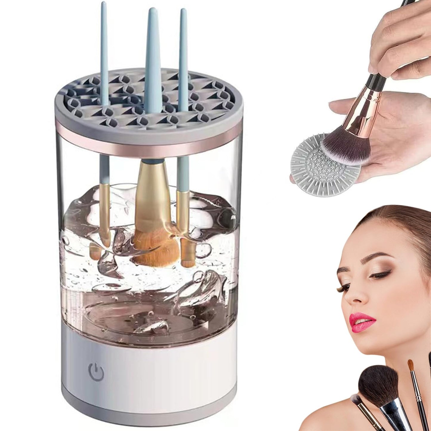 New Cosmetic Brush Cleaner-Brush Blender,Brushly Pro Cosmetic Brush Cleaner,Automatic Silicone Brush Cleaner Beauty Blender Cleanser For Beauty Makeup Brushes,Great gift for wife, girlfriend