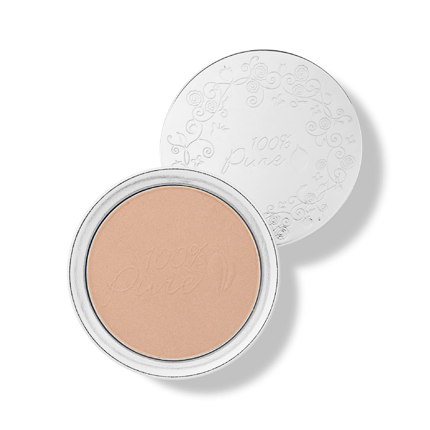100% PURE Powder Foundation Matte Finish Face Makeup - Oil Absorbing Pressed Poreless Concealer - Vegan Fruit Pigmented Golden Peach Color (Medium-Tan Shade w/Neutral Undertones) - 0.32 Oz