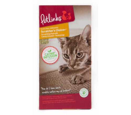 Petlinks Scratchers Choice Corrugate Cat Scratcher with Infused Catnip and Toy Scratching Pad Brown