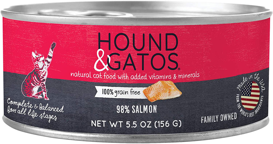 Hound and Gatos Cat Grain Free Salmon 5,5oz, (Case of 24)