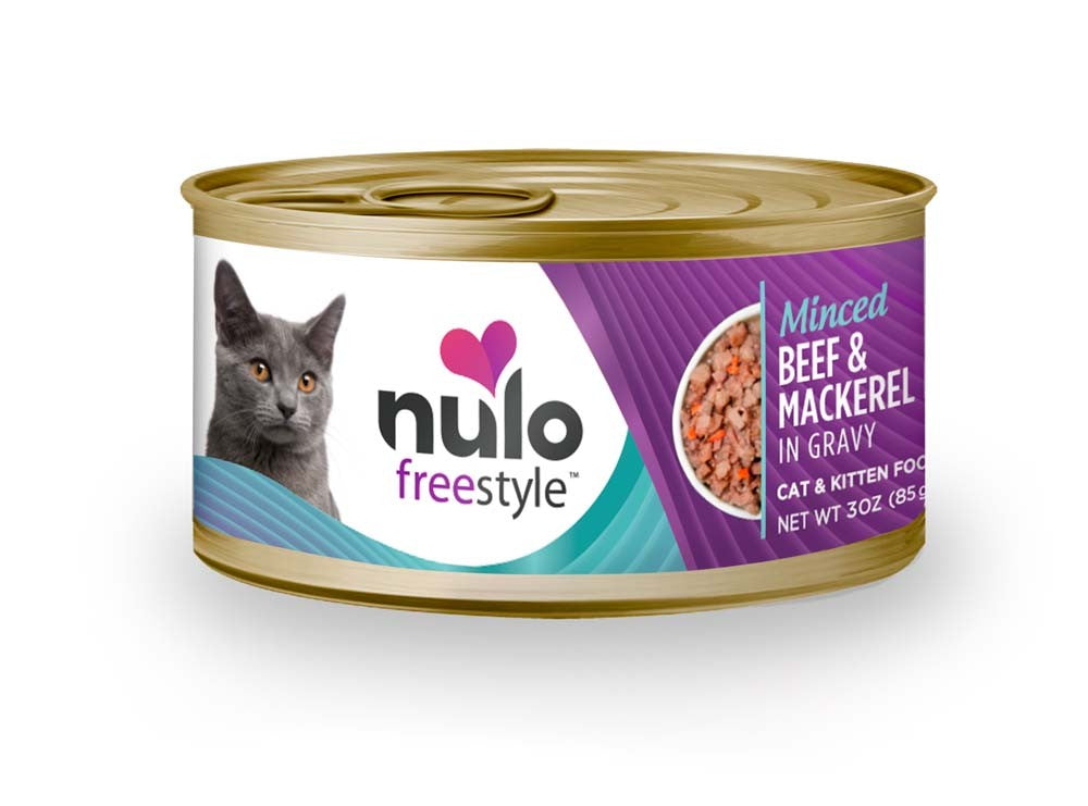 Nulo Minced Beef and Mackerel Recipe Canned Cat Wet Food 3 oz 24 Pack