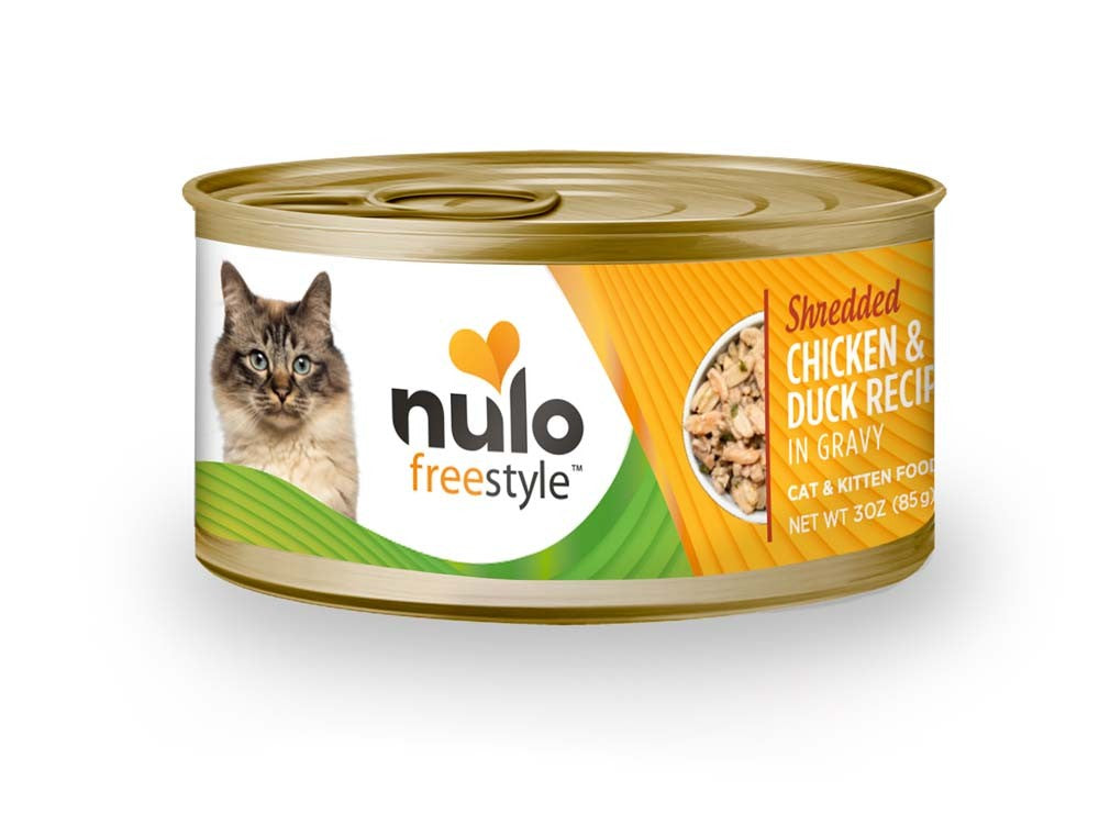 Nulo Shredded Chicken and Duck Recipe Canned Cat Wet Food 3 oz 24 Pack
