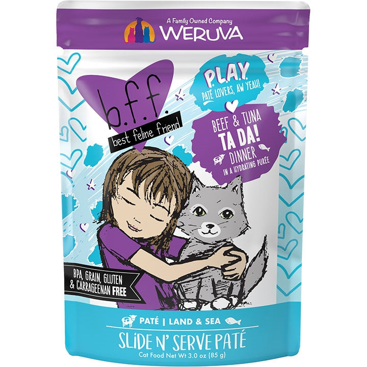 BFF Cat Play Beef and Tuna Ta Da! Beef and Tuna Dinner 3oz. Pouch (Case Of 12)