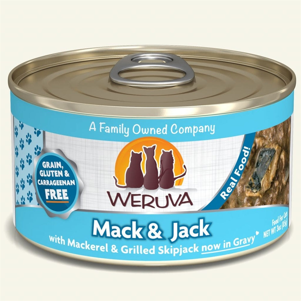 Weruva Cat Mack and Jack with Mackerel and Grilled Skipjack in Gravy 5.5oz (Case Of 12)