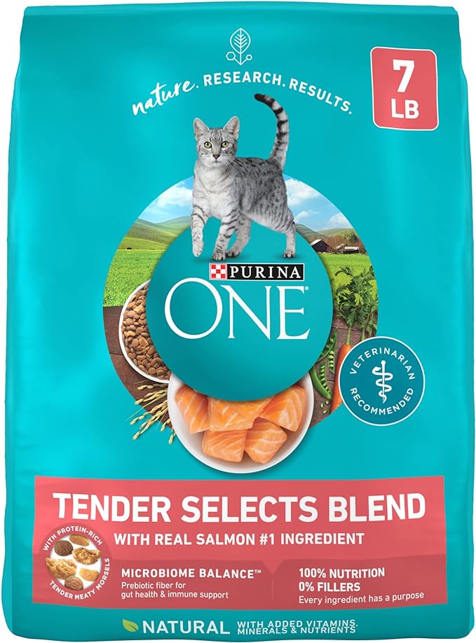 Purina ONE Natural Dry Cat Food, Tender Selects Blend With Real Salmon - 7 lb. Bag