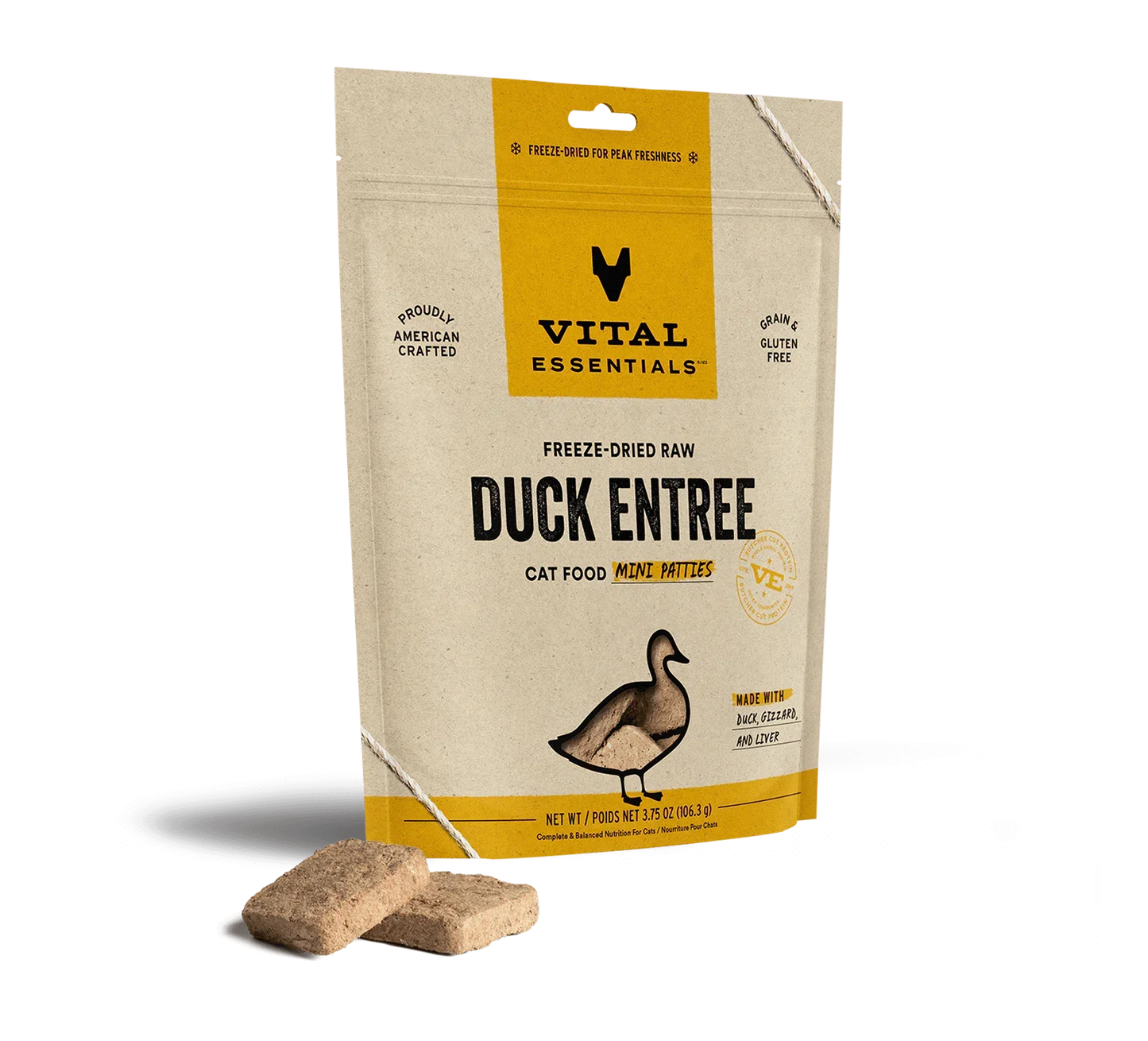 Vital Essentials Cat Freeze Dried Mini Patties Duck 3,75oz,
