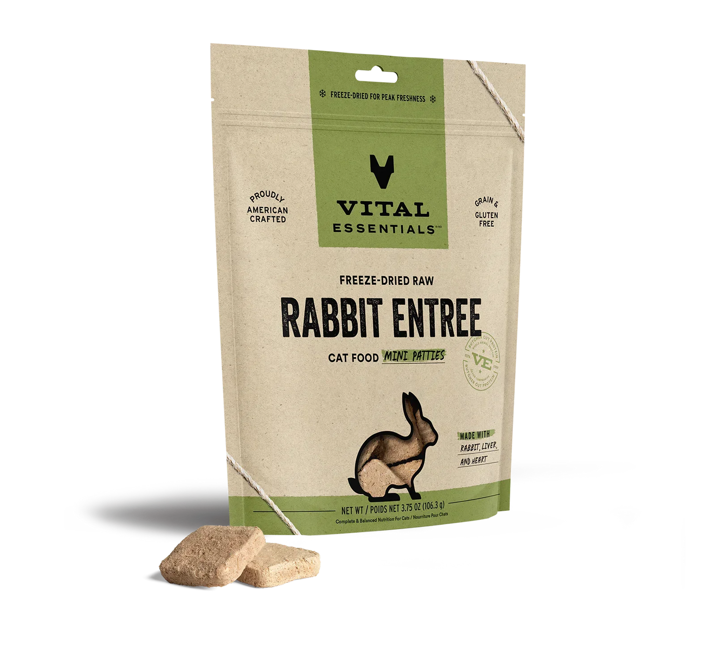 Vital Essentials Cat Freeze Dried Mini Patties Rabbit 3,75oz,
