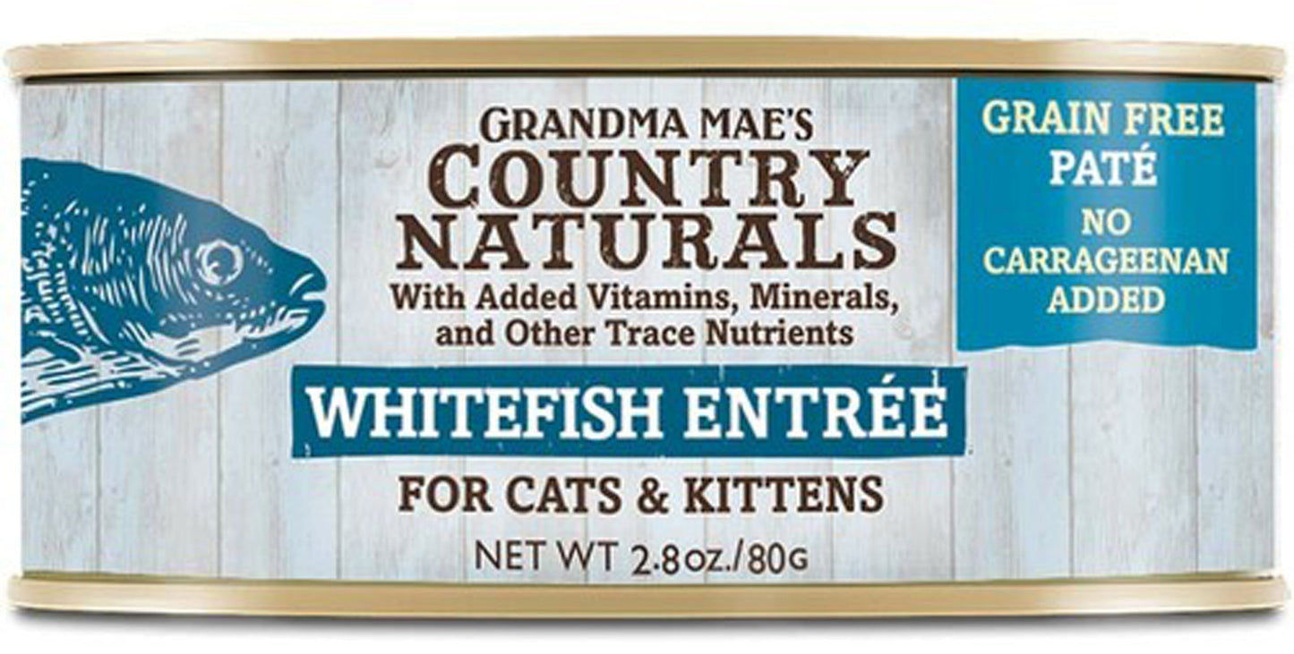 Grandma Maes Country Naturals Grain Free Whitefish Pates Cat and Kitten Wet Food 2.8 oz 24 Pack