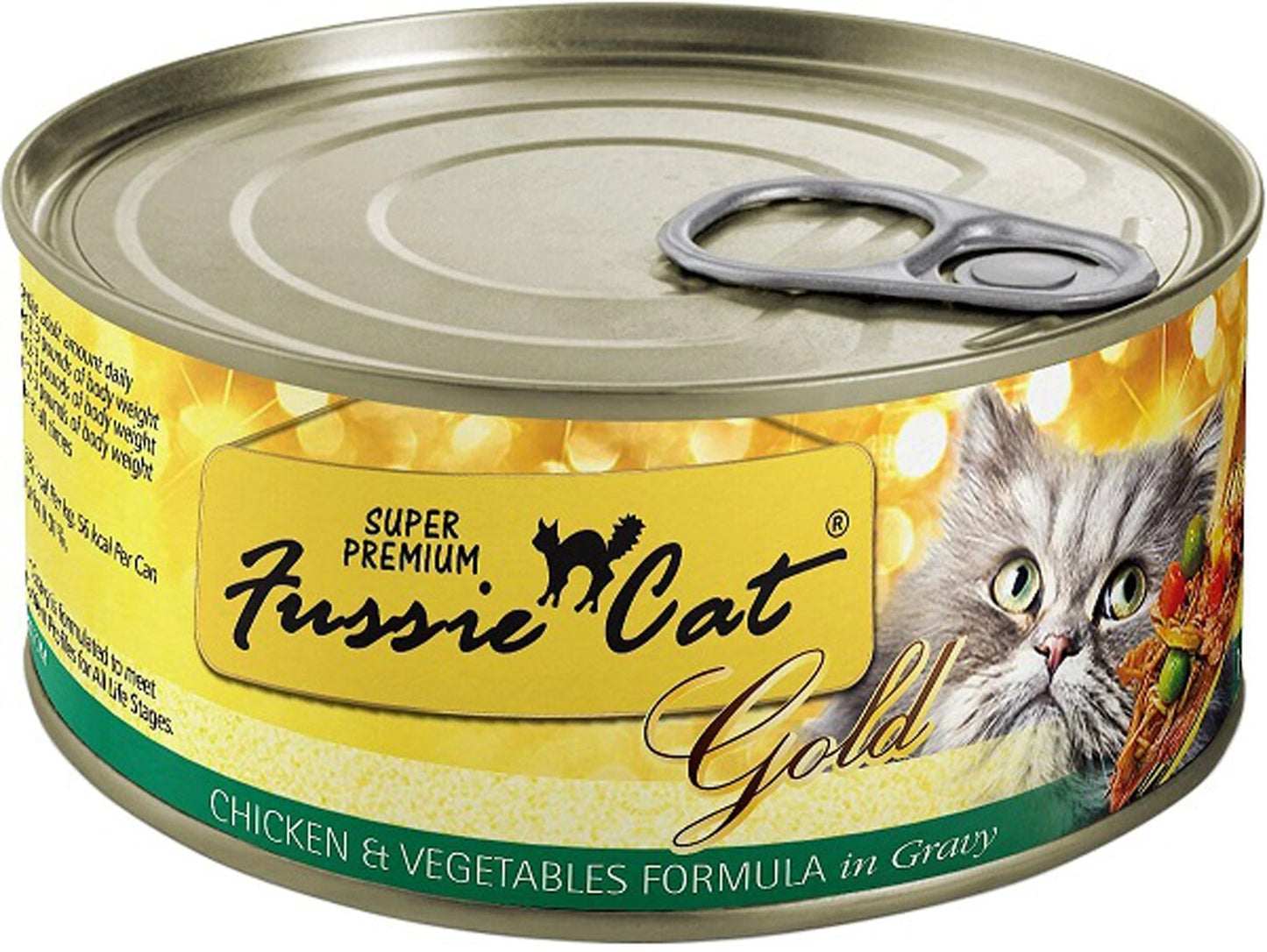 Fussie Cat Gold Chicken Veg Gravy 2.82oz/24 Superprem Can