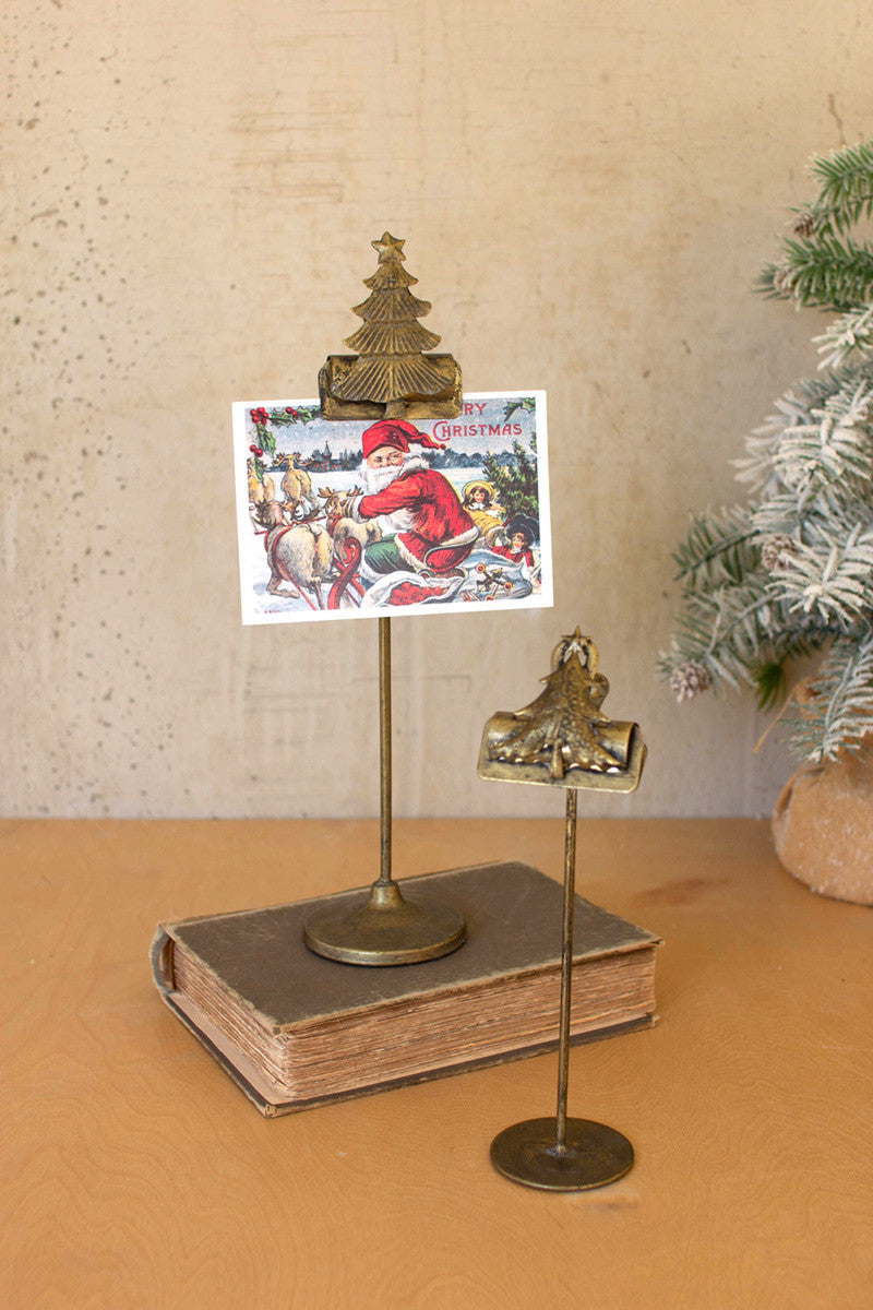 Set of 2 Christmas Tree Card Clips on Stands