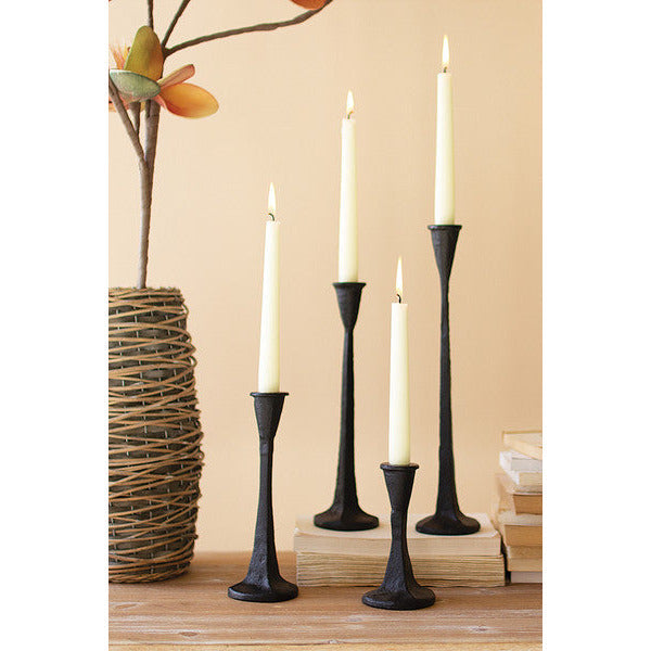 Set of 4 Cast Iron Taper Candle Holders
