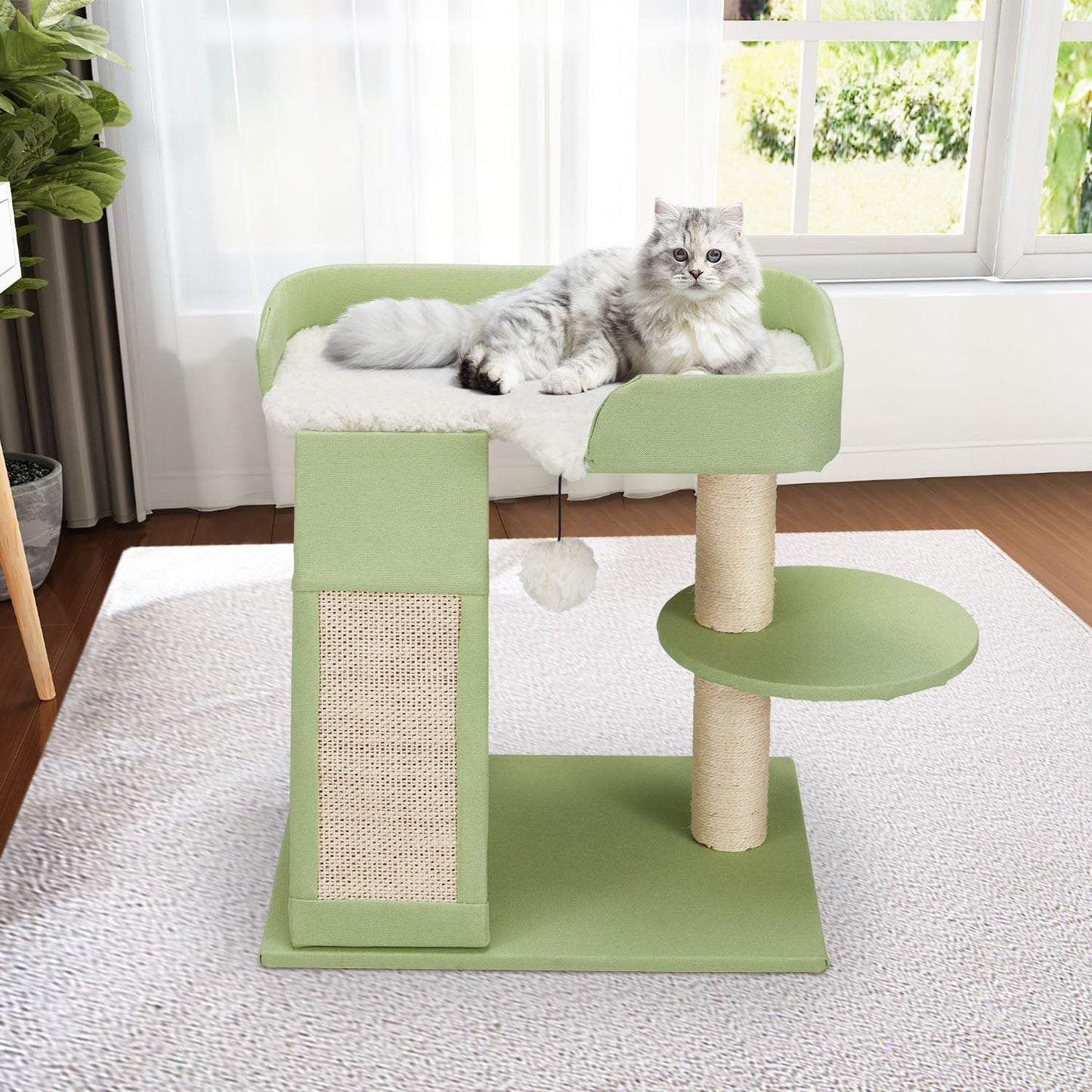 EROMMY Multi-Functional Cat Tower with Sisal Surfaces and Interactive Swing Ball