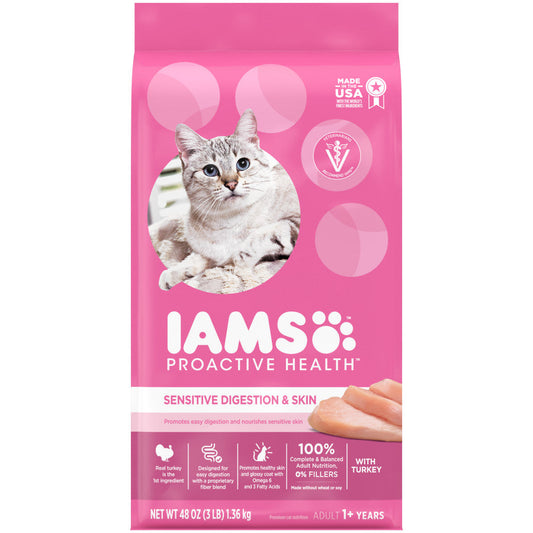 IAMS ProActive Health Sensitive Digestion and Skin Dry Cat Food 3 lb
