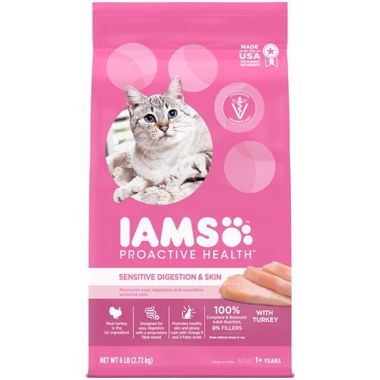 IAMS ProActive Health Sensitive Digestion and Skin Dry Cat Food 6 lb
