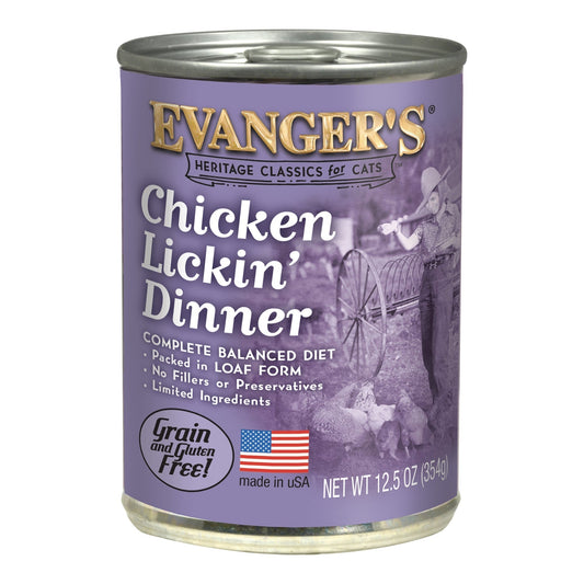 Evangers Heritage Classic Chicken Lickin Dinner Canned Cat Wet Food 12,8 oz 12 Pack