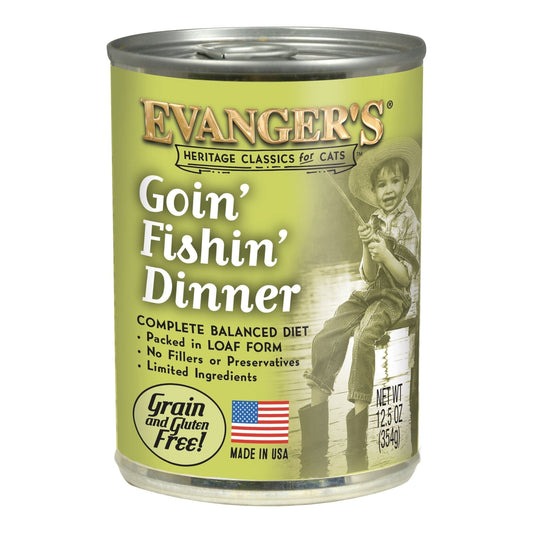 Evangers Heritage Classic Goin Fishin Dinner Canned Cat Wet Food 12,8 oz 12 Pack