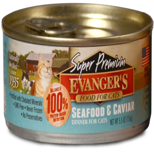 Evangers Super Premium Seafood and Caviar Dinner Canned Cat Wet Food 5,5 oz 24 Pack
