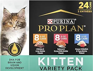 Purina Pro Plan High Protein Wet Kitten Food Variety Pack, DEVELOPMENT Kitten Favorites - (Pack of 24) 3 oz. Cans