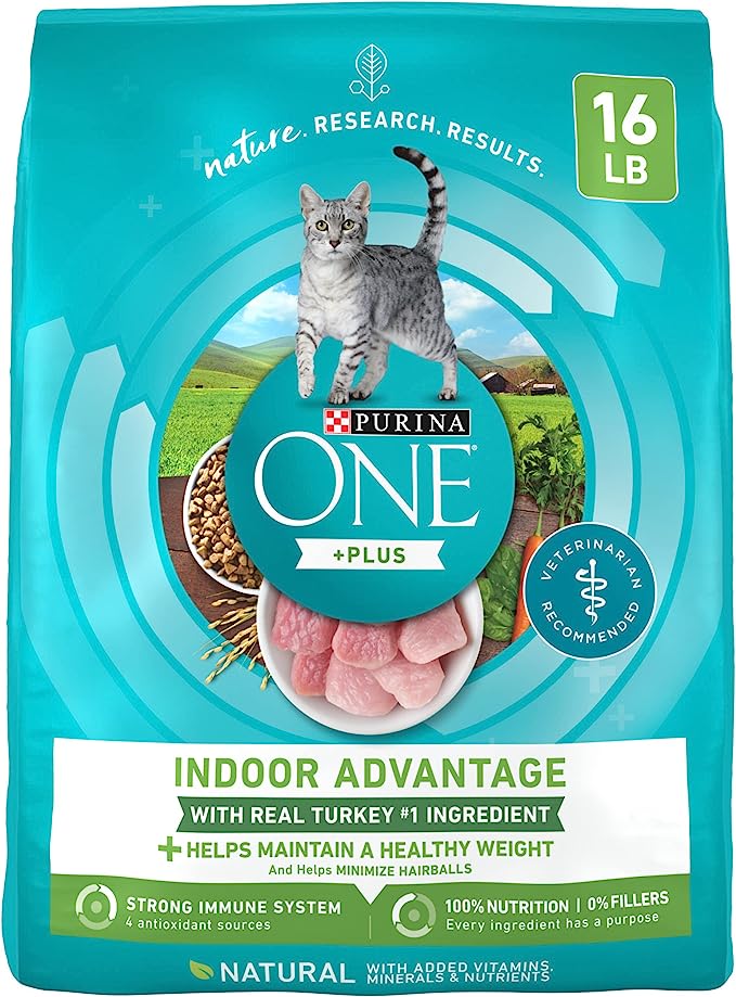 PURINA ONE Natural, Low Fat, Weight Control, Indoor Dry Cat Food, +Plus Indoor Advantage - 16 lb. Bag