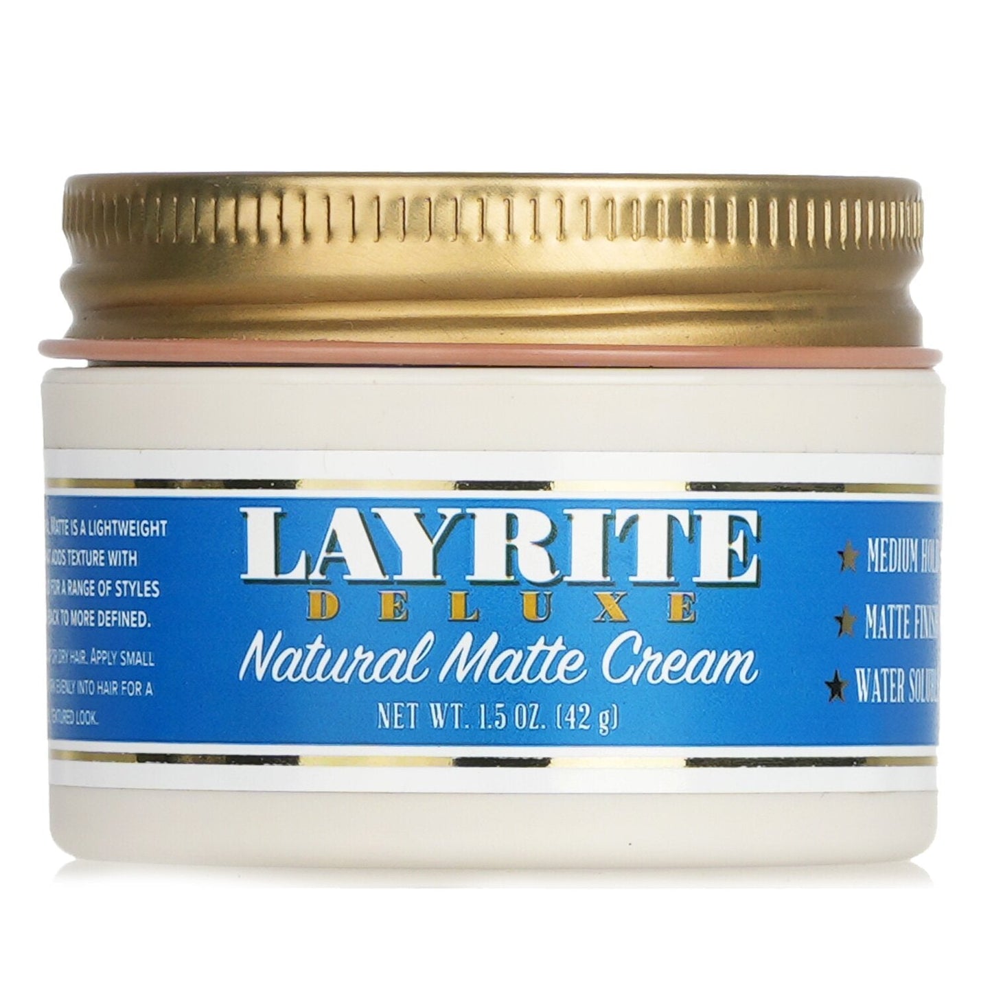 Layrite Natural Matte Cream (Medium Hold, Matte Finish, Water Soluble)  42g/1.5oz