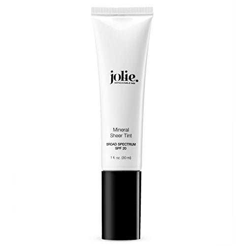 Jolie Mineral Sheer Tint SPF 20 Oil Free - Face Tinted Moisturizer - Hydration - Coverage - Sunscreen- Mineral Formula - Vegan (Medium)