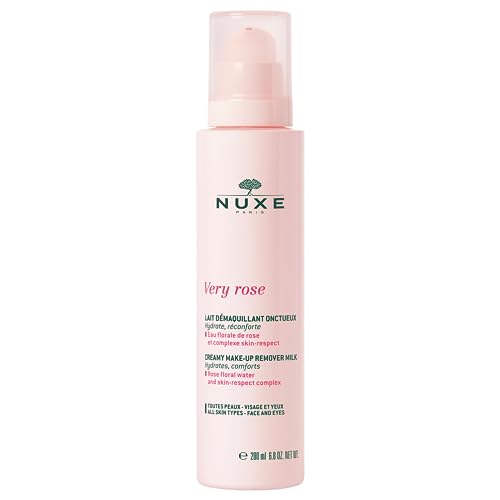 NUXE Very Rose Make-Up Removing Milk 6.8 - Vegan, Moisturizing & Comforting Cleanser for Face and Eyes, 6.8 oz