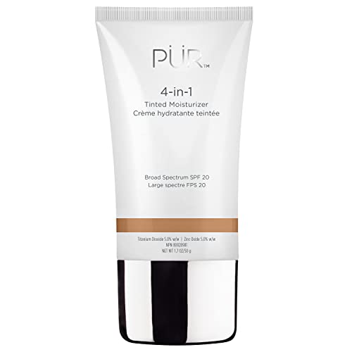 PÜR Beauty 4-in-1 Tinted Moisturizer With SPF 20 - Hydrating Face Moisturizer, Primer, & Foundation With Shea Butter, Aloe Vera & Vitamin B3 - Vegan Friendly - Free of Paraben, Gluten & BPA – Medium