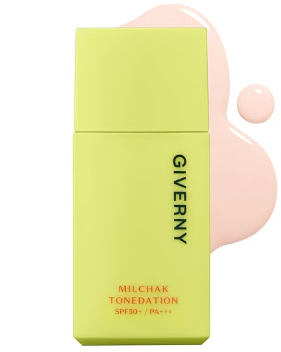 GIVERNY Milchak Tonedation – Tone Correcting Base Makeup for Covering Pores and Improving Complexion – Long-Lasting Nudie Apricot Color Finish – Evens Skin Tone, 1.01 fl.oz.