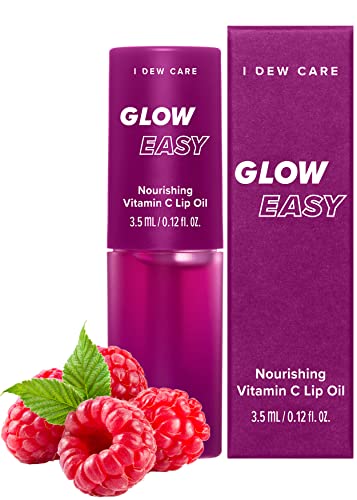 I DEW CARE Lip Oil Gloss - Glow Easy | with Jojoba Seed Oil with Vitamin C, Pigmented Glossy Lip Stain, Hydrating, Korean Makeup, Pink Color, Glass Skin Look, 0.12 Fl Oz