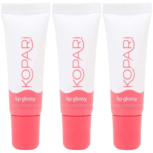 Kopari Coconut Lip Glossy | Clear 3 Pack | Vegan Hydrating Moisturizing Lip Oil Vitamin E Shea Butter Long Wear High Shine Non Sticky | Natural Clean Plant Based Non Toxic Balm Paraben Free Organic