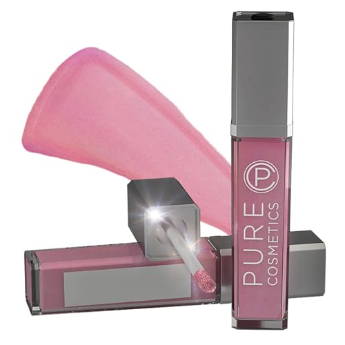Pure Cosmetics Pure Illumination Lip Gloss with Light and Mirror - Hydrating, Non-Sticky Lanolin Lip Glosses in Push Button LED-Lit Lip Gloss Tube for Easy On-The-Go Application, Ooh La La