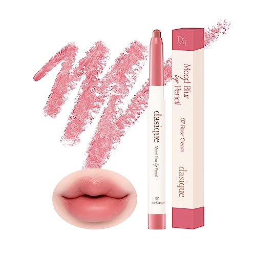 dasique Mood Blur Lip Pencil | A smooth creamy texture with hydration | Multipurpose for cheeks | Vegan (07 Rose Cream)