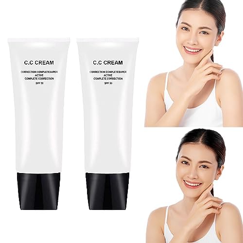 NOISSUE Perebella Cc Cream Skin Tone Adjusting CC Cream SPF 50, Cosmetics CC Cream, Colour Correcting Self Adjusting Soft Moisturizing Skin Tone Gel Invisible Pore Light Oil-Free (Natural-2pcs)