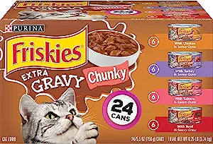Purina Friskies Gravy Wet Cat Food Variety Pack, Extra Gravy - (24) 5.5 oz. Cans