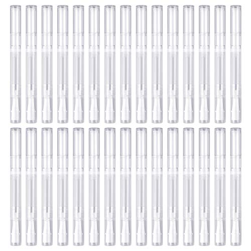 30Pack 3ML Transparent Twist Pens, Empty Nail Oil Pen Brush Cosmetic Lip Gloss Container Applicators