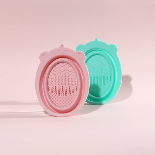 Makeup Brush Cleaning Mat Big Size Foldable Cosmetic Brush Cleaner Pad Face Eye Brushes Washing Tool Bowl
