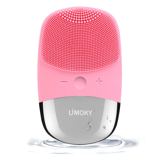 Facial Cleansing Brush, 3-in-1 Electric Silicone Face Scrubber, Vibrating Massager, IPX7 Waterproof, USB Rechargeble Face Scrubber Brush for Deep Cleanning, Blackhead Remover, Exfoliating (Pink)