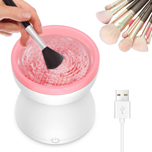 Electric Makeup Brush Cleaner Machine，Makeup Brushes Cleaner Tool for All Size Beauty Makeup Brushes Set,Automatic Cosmetic Paint Brush Cleaner Spinner