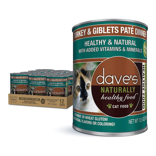 Dave's Naturally Healthy Cat Food; Turkey and Giblets Pate Dinner 13.2oz. (Case Of 12)