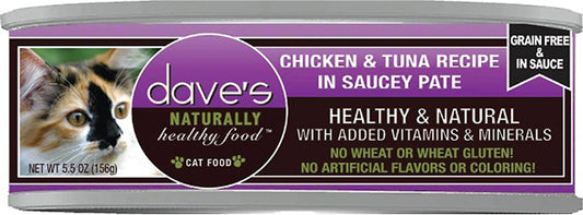 Dave's Cat Grain Free Saucey Chicken N Tuna 5,5oz, (Case Of 24)