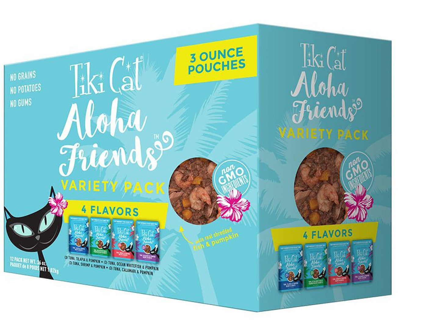 Tiki Pets Cat Aloha Friends 3Oz Pouch Variety Pack (Case Of 12)