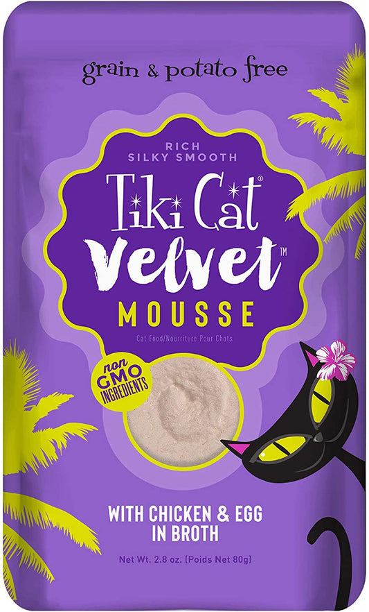 Tiki Pets Cat Velvet Mousse Chicken and Egg in Broth 2.8oz. (Case Of 12)
