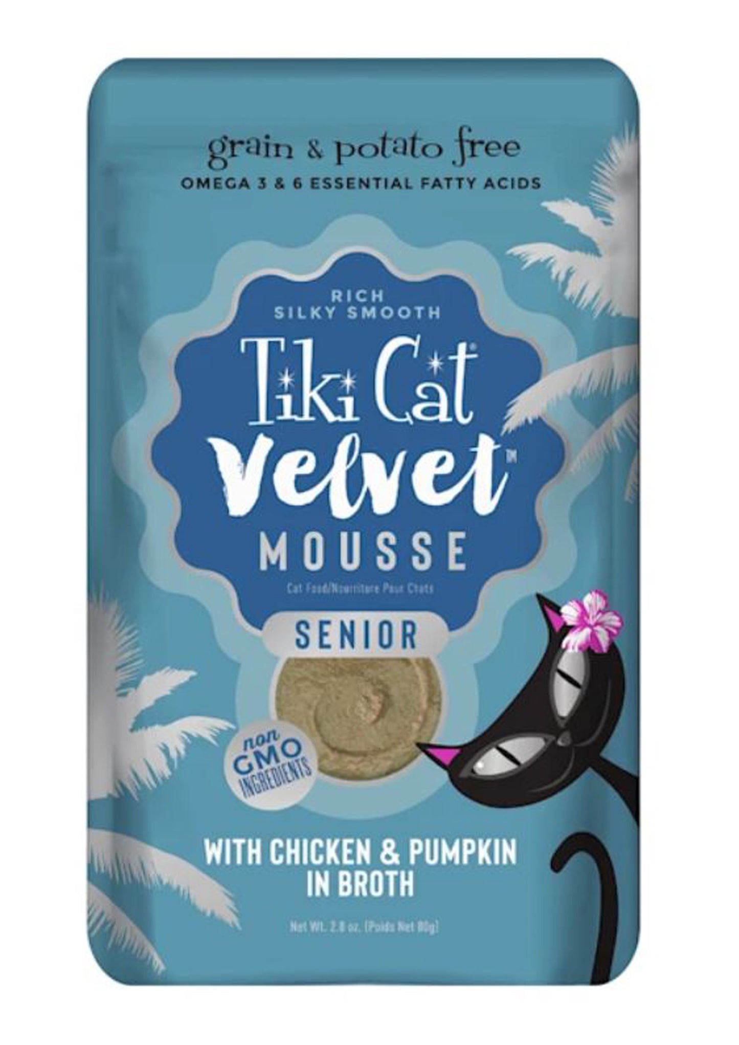 Tiki Pets Cat Senior Mousse with Chicken and Pumpkin in Broth 2.8oz. (Case Of 12)